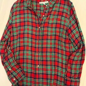 Southern Tide Red and Green Plaid Button-Front Shirt